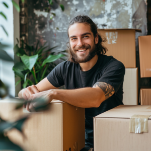 a professional mover with boxes