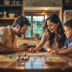 a family playing boardgames